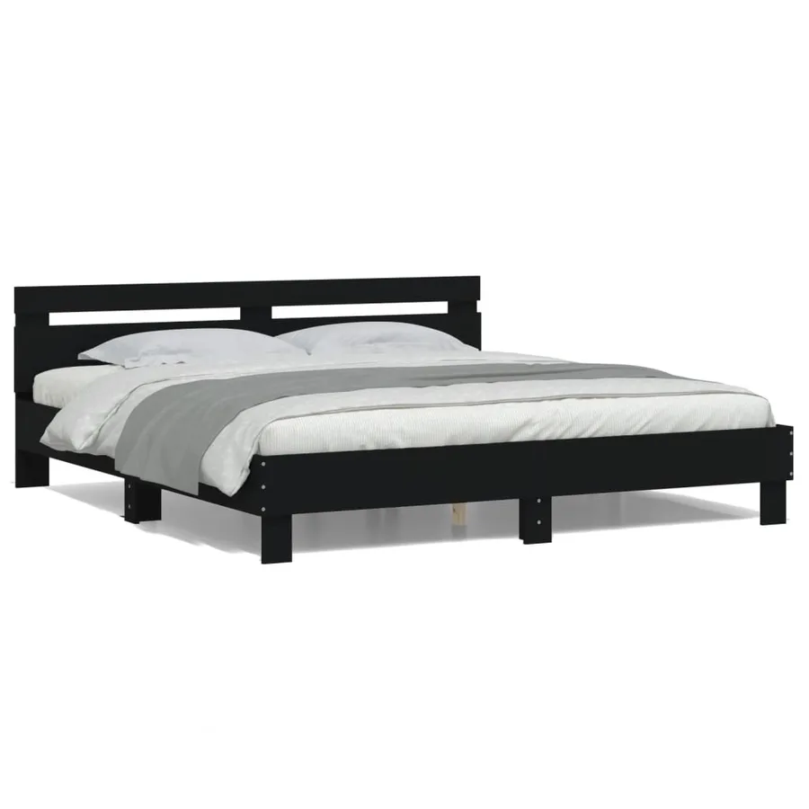 Cadre de lit avec LED sans matelas noir 180x200 cm - 5