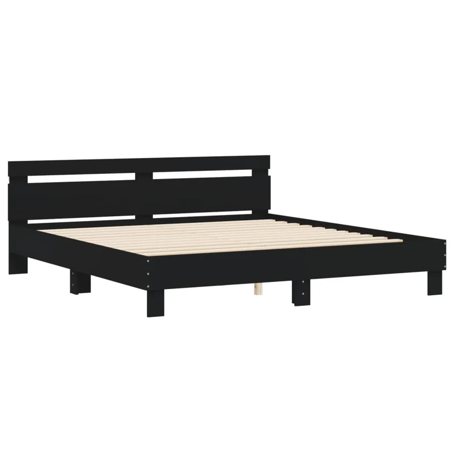 Cadre de lit avec LED sans matelas noir 180x200 cm - 6