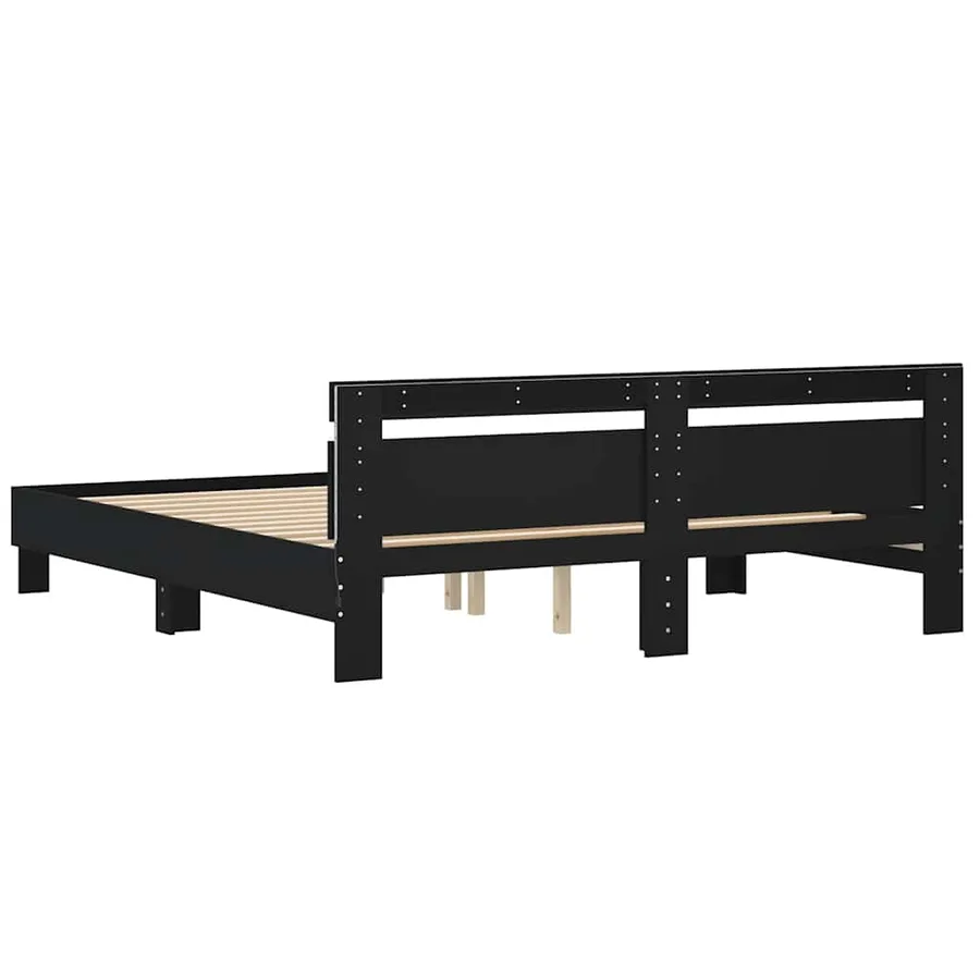 Cadre de lit avec LED sans matelas noir 180x200 cm - 9