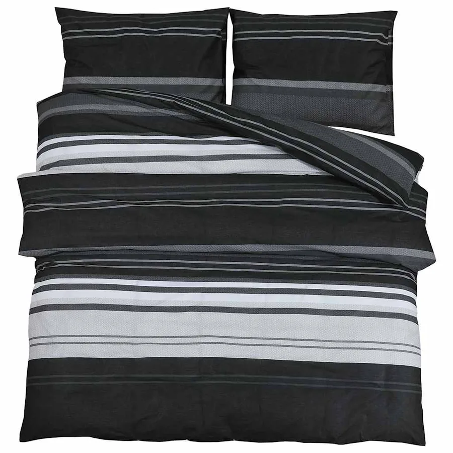 Ensemble de housse de couette noir et blanc 200x200 cm Coton - 2