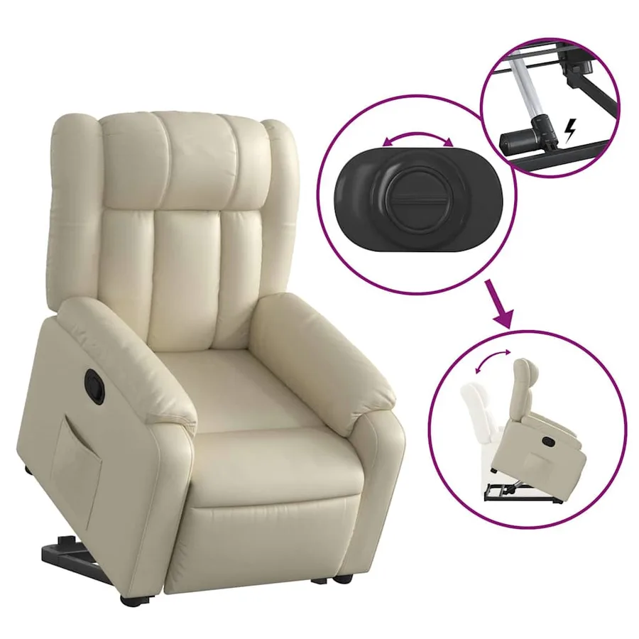 Fauteuil inclinable Crème Similicuir - 6