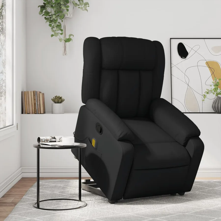 Fauteuil inclinable de massage Noir Similicuir - 16