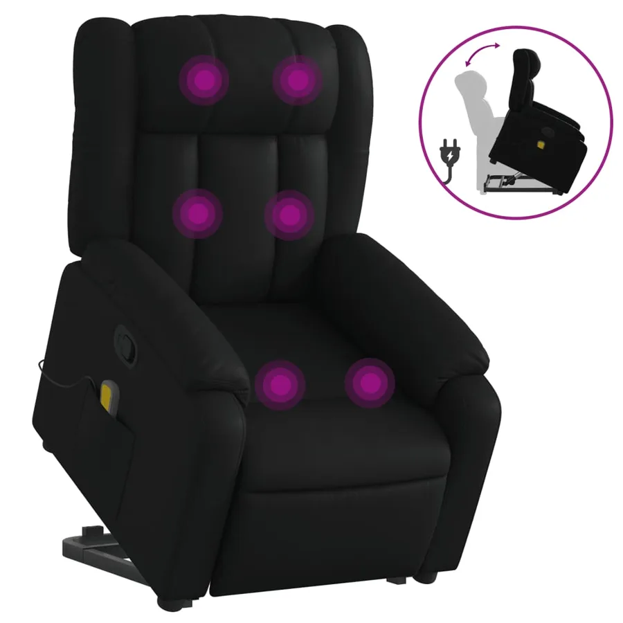 Fauteuil inclinable de massage Noir Similicuir - 2