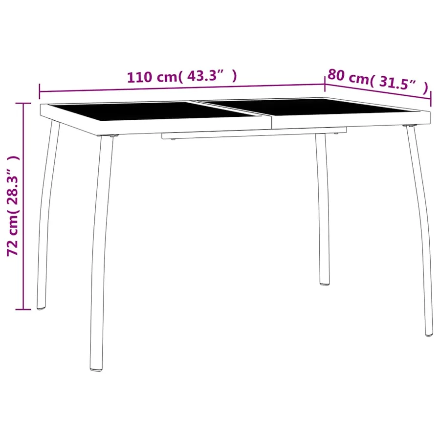 Ensemble à manger de jardin 5 pcs anthracite acier - 11