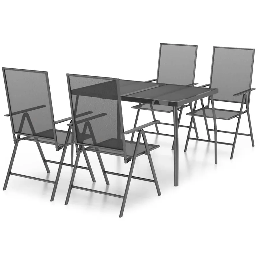 Ensemble à manger de jardin 5 pcs anthracite acier - 2