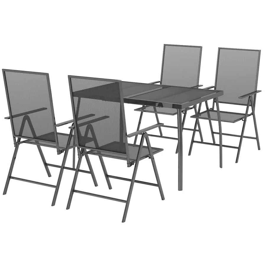 Ensemble à manger de jardin 5 pcs anthracite acier - 3