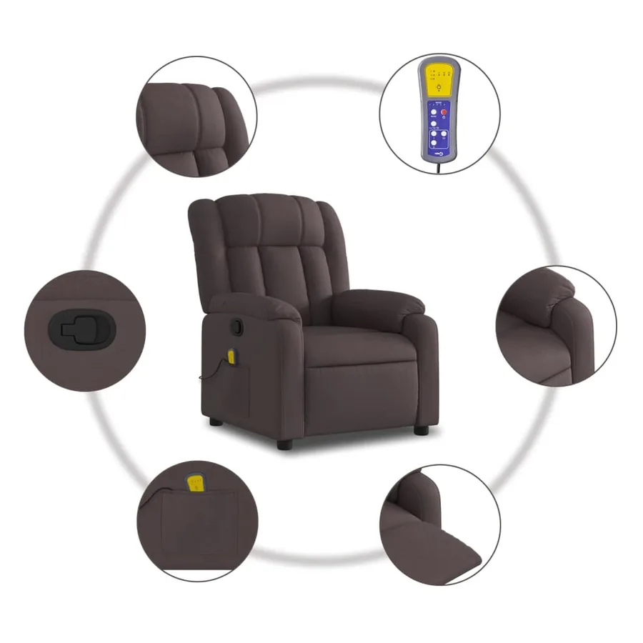Fauteuil de massage inclinable Marron foncé Tissu - 6