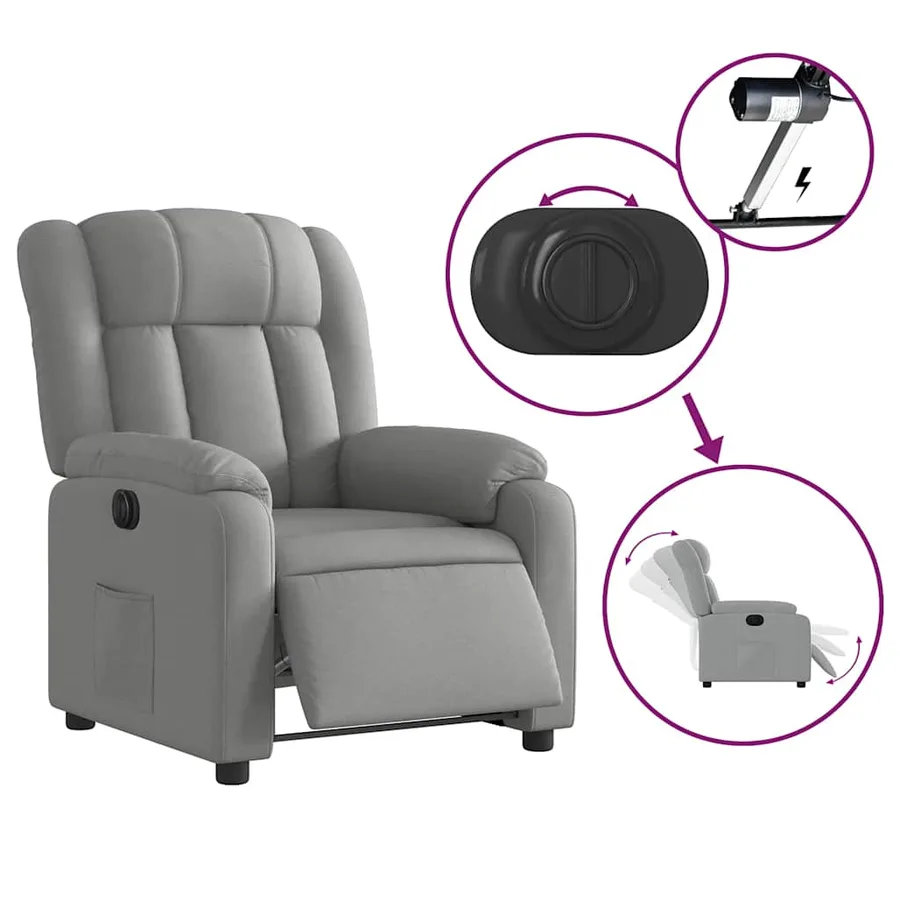 Fauteuil inclinable électrique Gris clair Tissu - 6