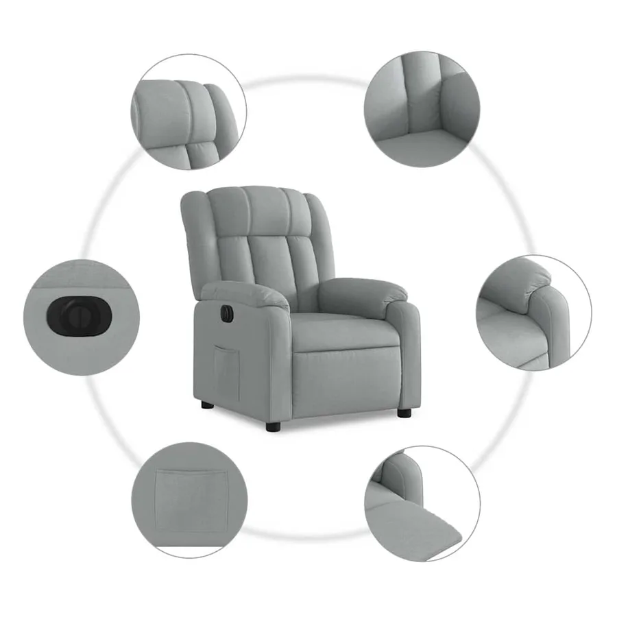 Fauteuil inclinable électrique Gris clair Tissu - 8