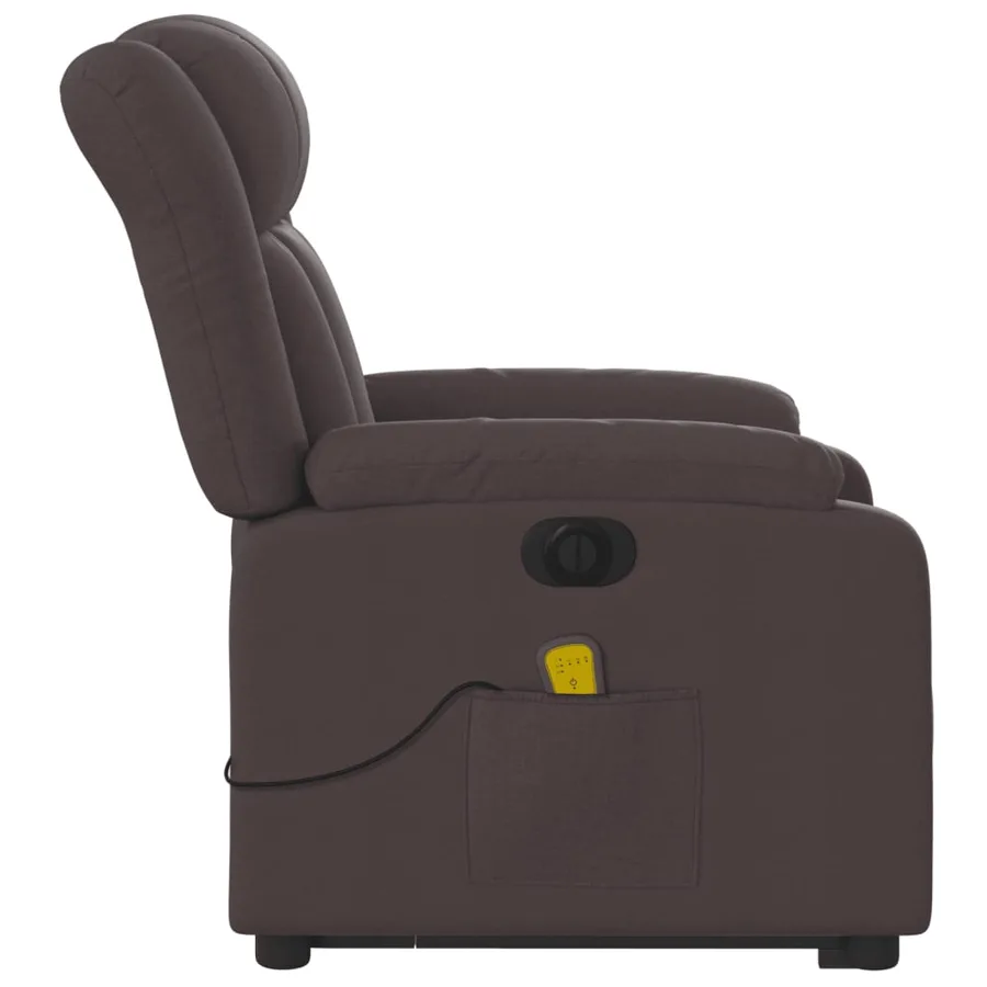 Fauteuil inclinable de massage électrique Marron foncé Tissu - 10