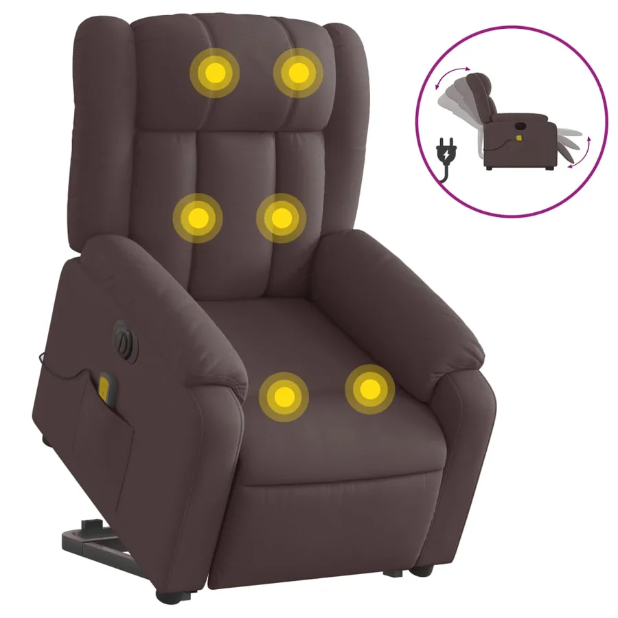 Fauteuil inclinable de massage électrique Marron foncé Tissu - 2