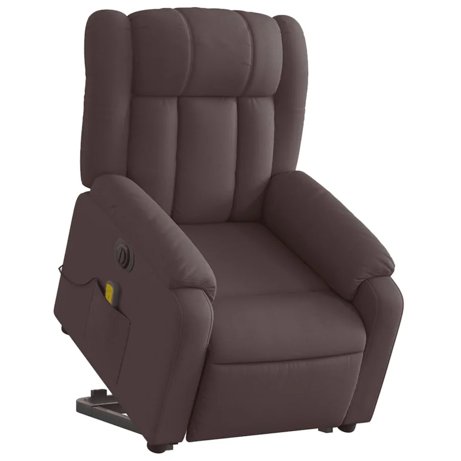 Fauteuil inclinable de massage électrique Marron foncé Tissu - 3