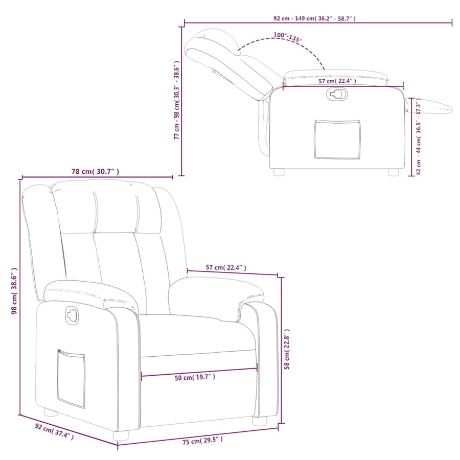 Fauteuil inclinable Cappuccino Similicuir - 11