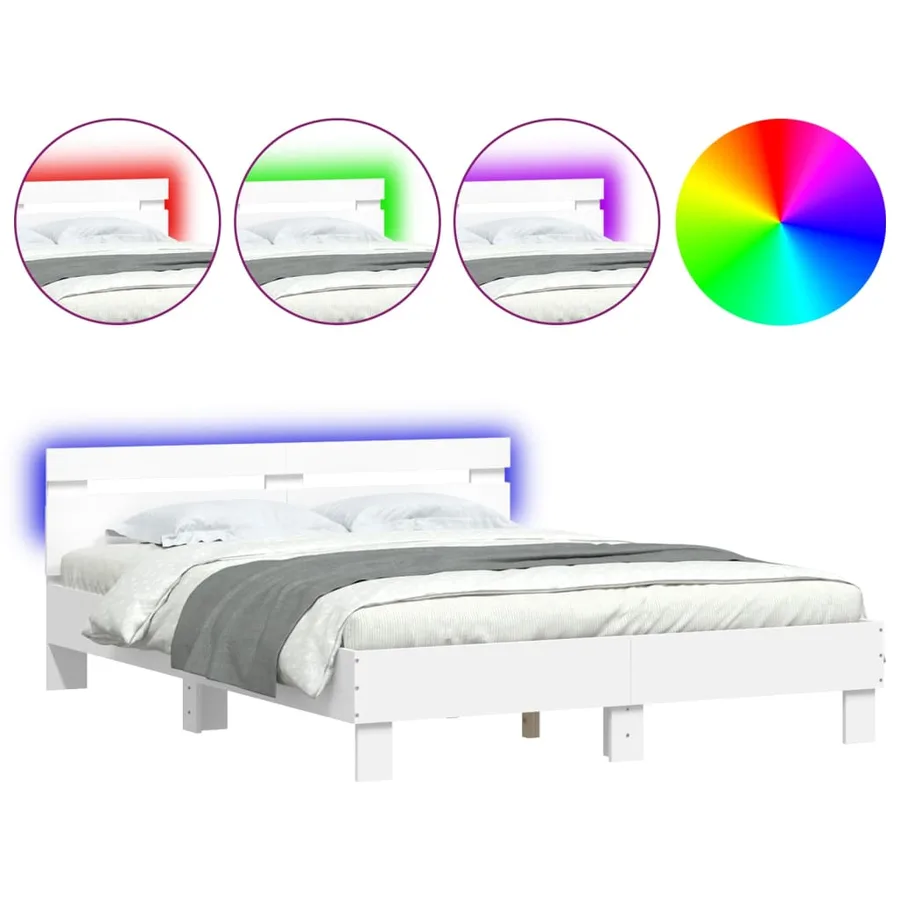 Cadre de lit avec LED sans matelas blanc 150x200 cm - 2