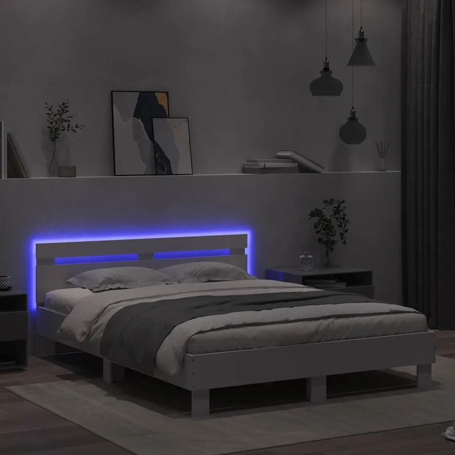 Cadre de lit avec LED sans matelas blanc 150x200 cm - 4