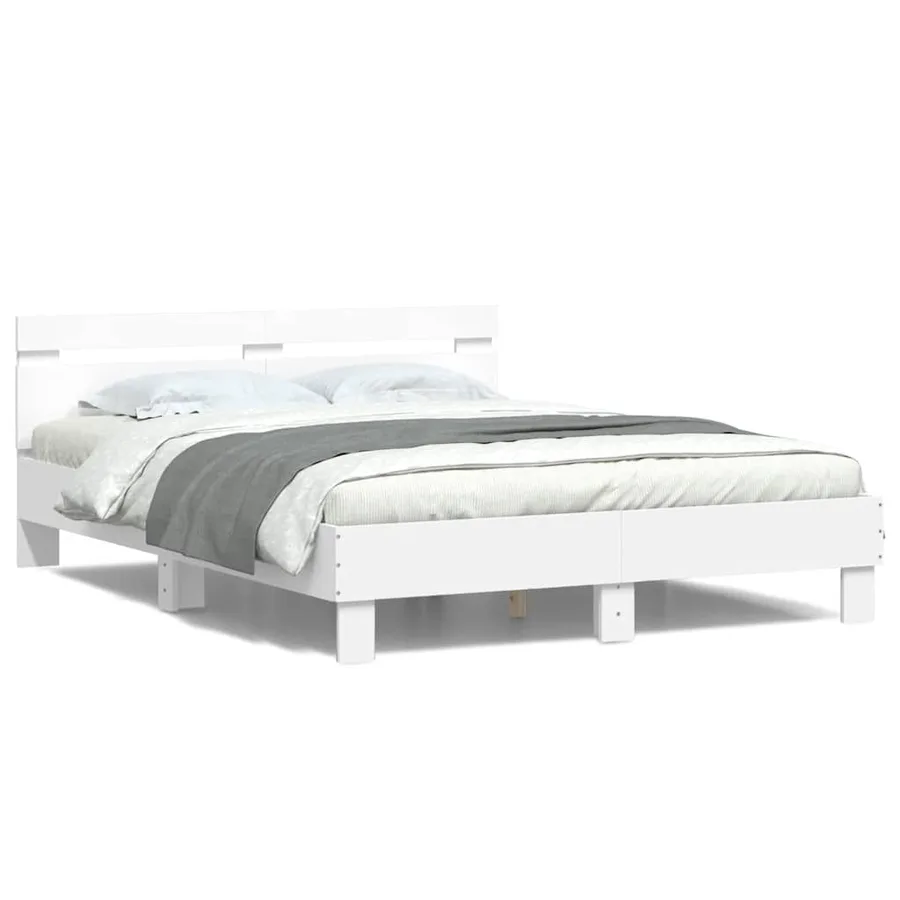 Cadre de lit avec LED sans matelas blanc 150x200 cm - 5