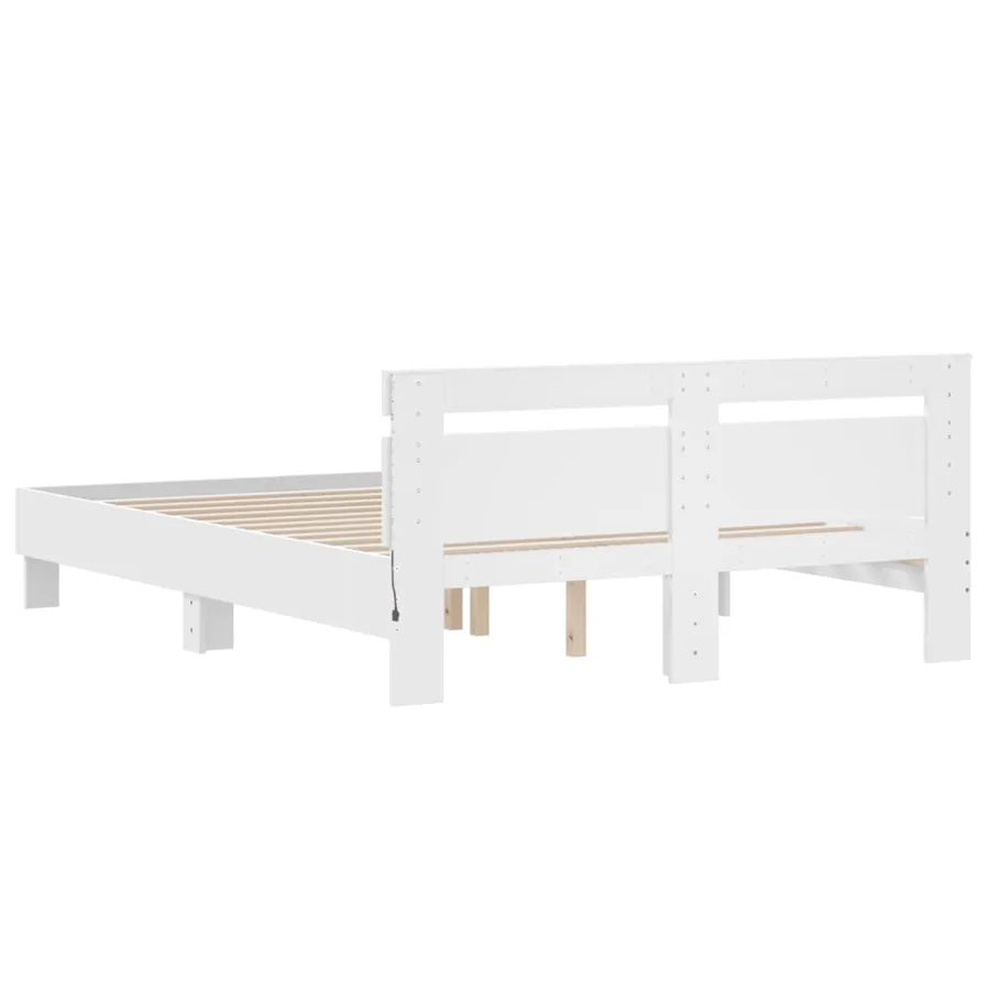 Cadre de lit avec LED sans matelas blanc 150x200 cm - 9
