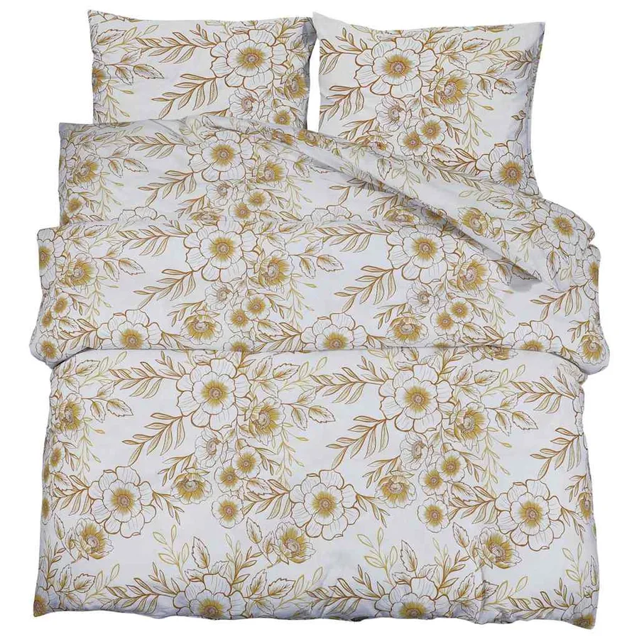 Ensemble de housse de couette blanc et marron 240x220 cm Coton - 2