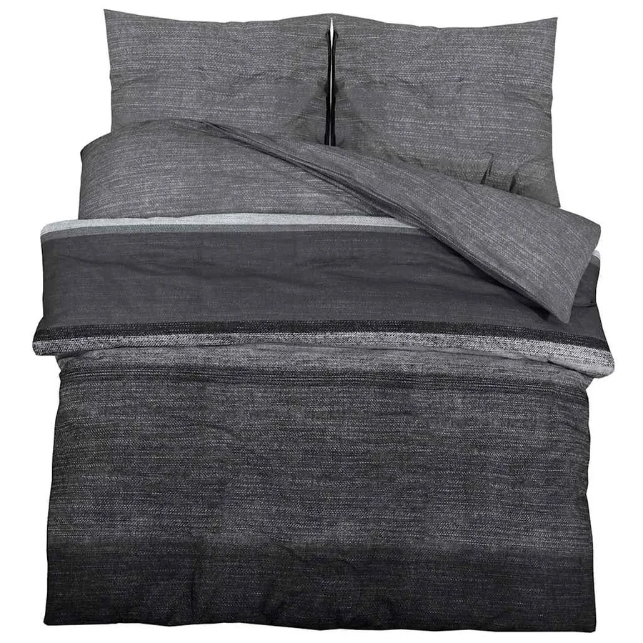 Ensemble de housse de couette gris foncé 200x200 cm Coton - 2