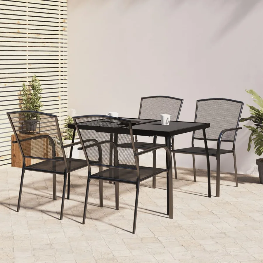 Ensemble à manger de jardin 5 pcs anthracite acier