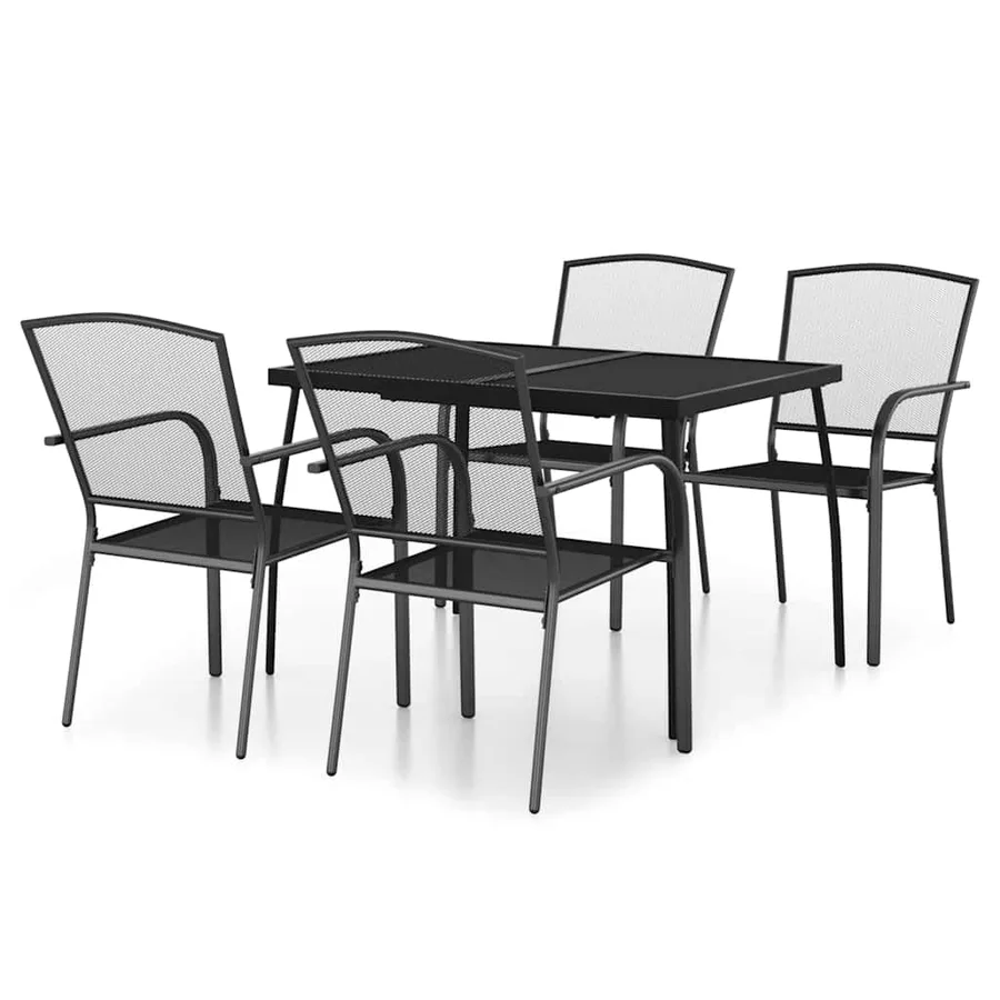 Ensemble à manger de jardin 5 pcs anthracite acier - 2