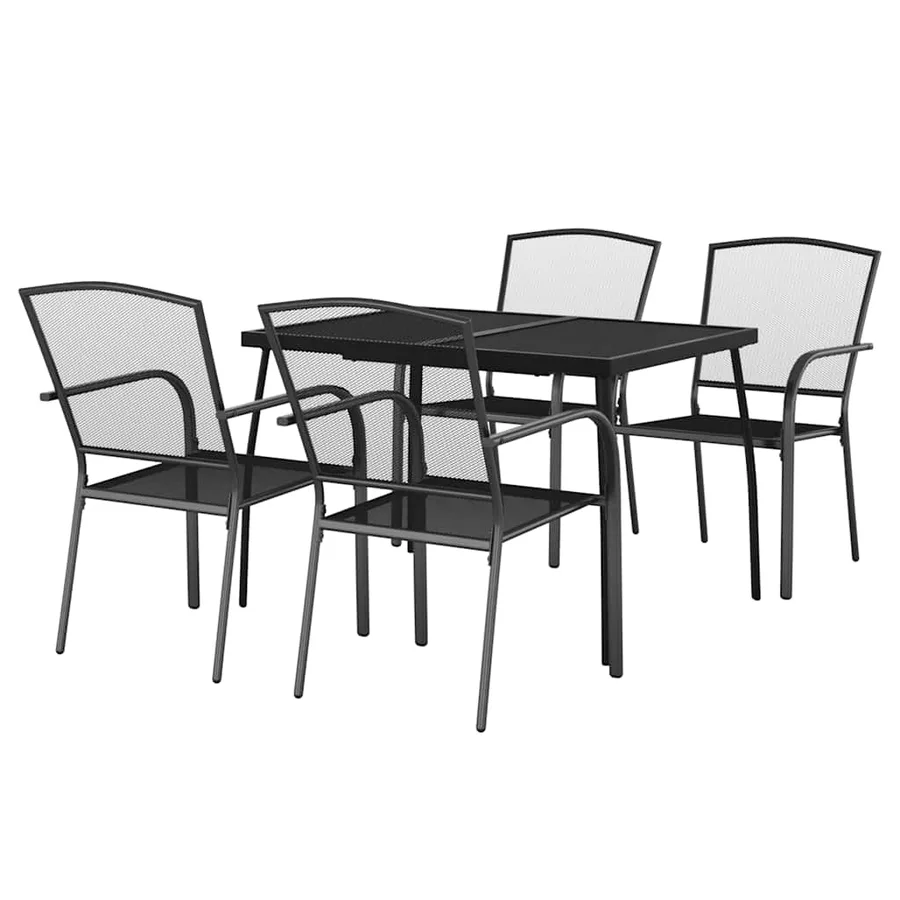 Ensemble à manger de jardin 5 pcs anthracite acier - 3