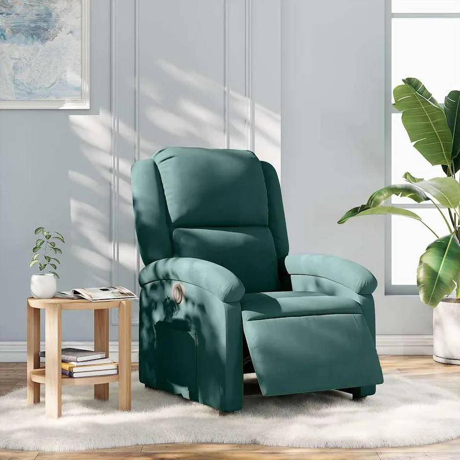 Fauteuil inclinable électrique vert foncé velours - 15