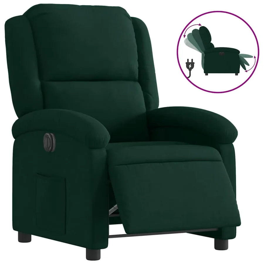Fauteuil inclinable électrique vert foncé velours - 2