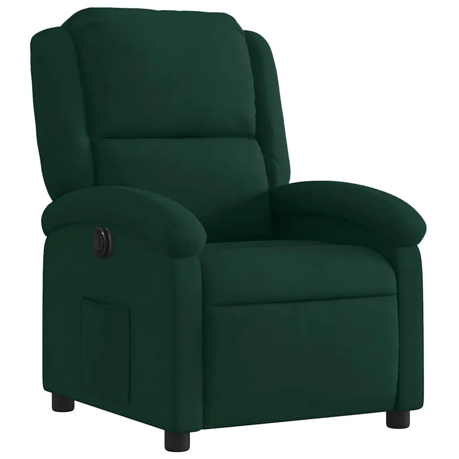 Fauteuil inclinable électrique vert foncé velours - 4