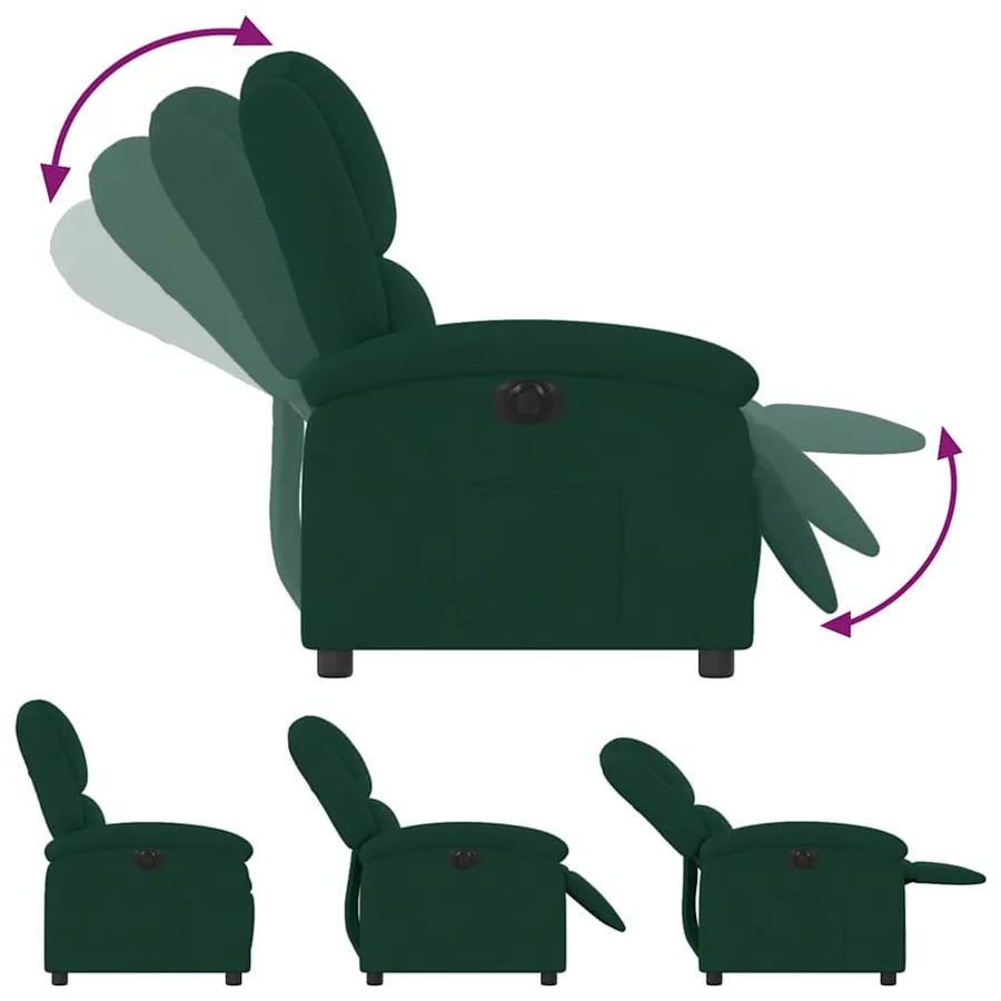 Fauteuil inclinable électrique vert foncé velours - 7
