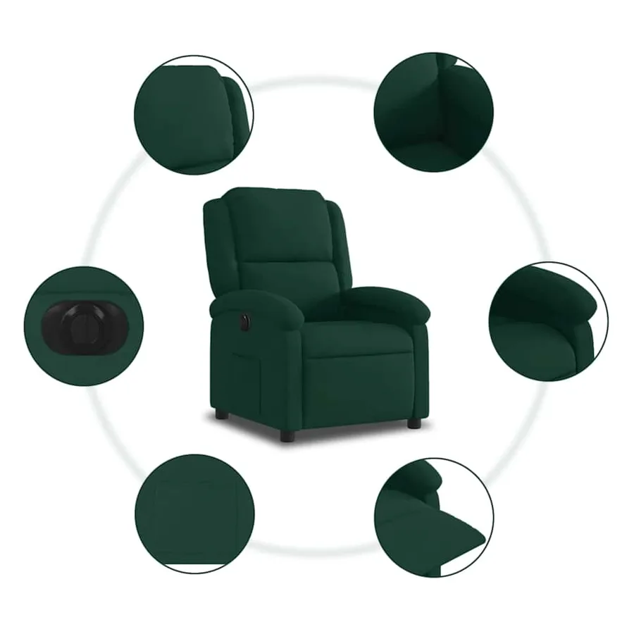 Fauteuil inclinable électrique vert foncé velours - 8