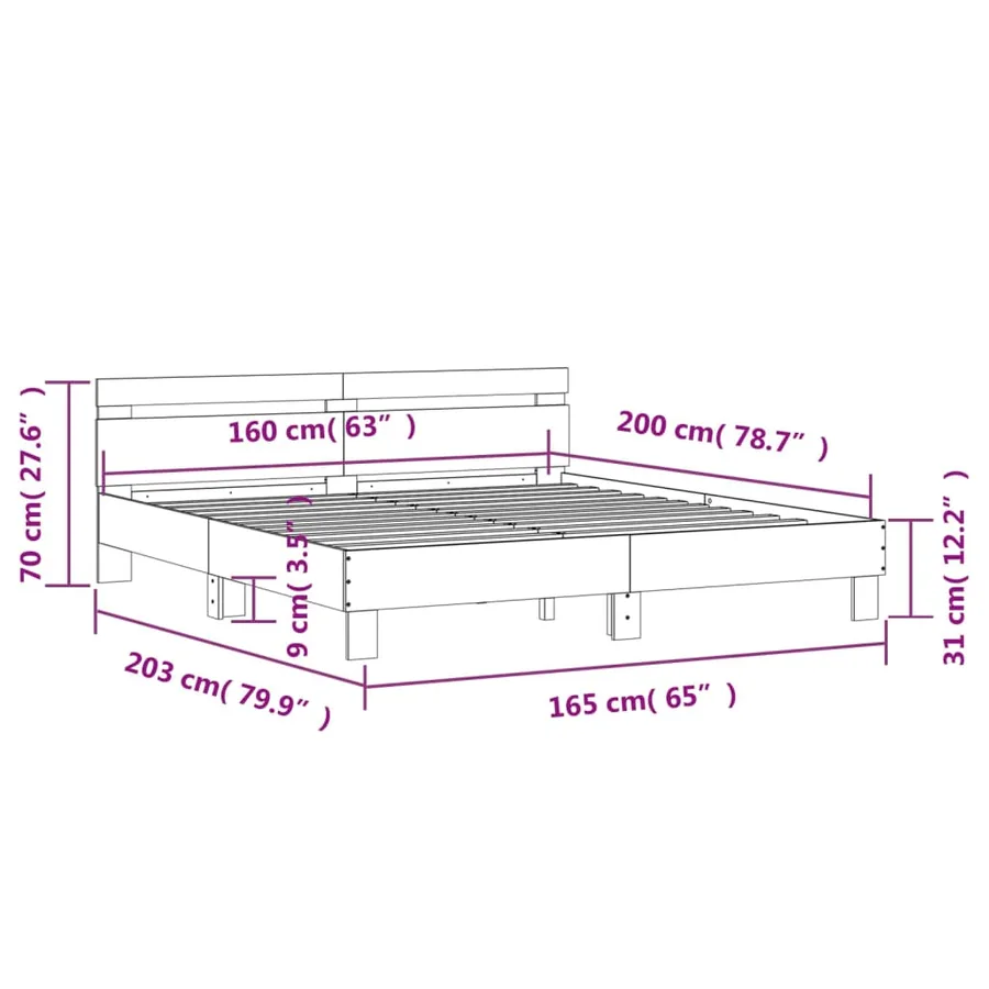 Cadre de lit avec LED sans matelas blanc 160x200 cm - 16