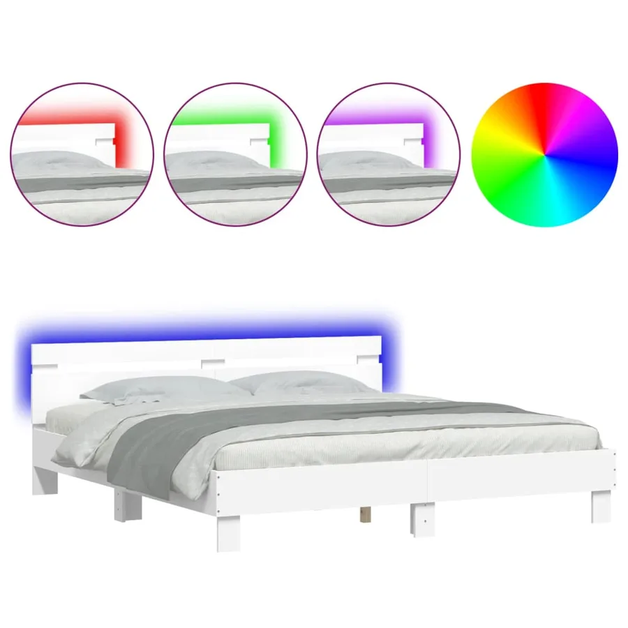 Cadre de lit avec LED sans matelas blanc 160x200 cm - 2