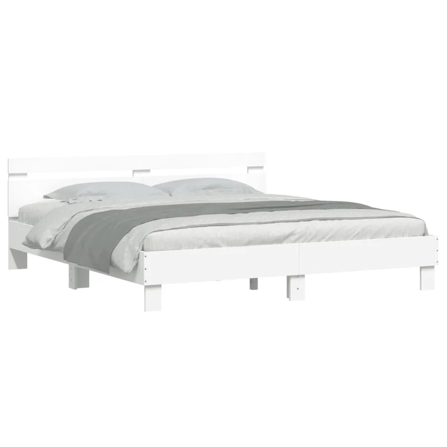Cadre de lit avec LED sans matelas blanc 160x200 cm - 3