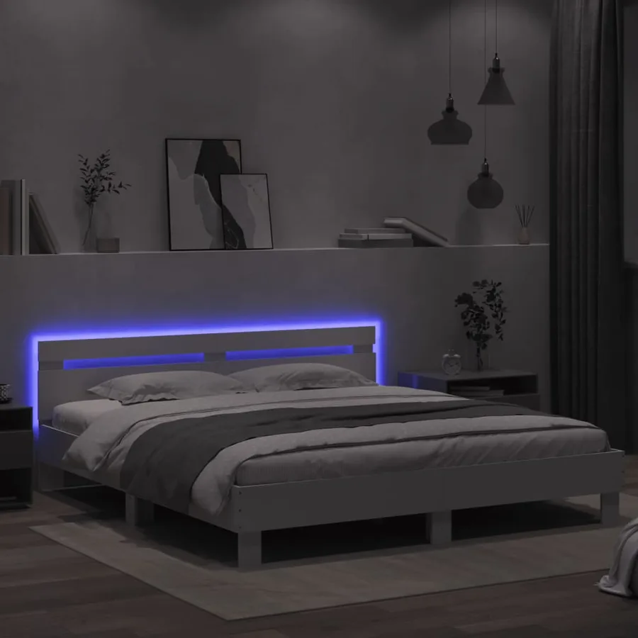 Cadre de lit avec LED sans matelas blanc 160x200 cm - 4