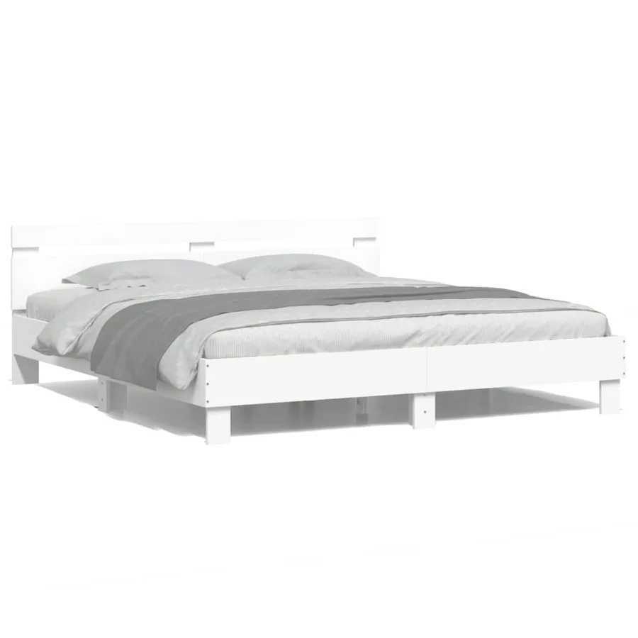 Cadre de lit avec LED sans matelas blanc 160x200 cm - 5