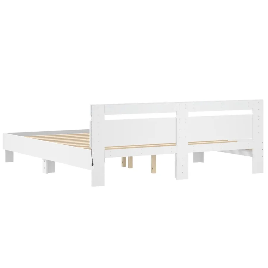 Cadre de lit avec LED sans matelas blanc 160x200 cm - 9