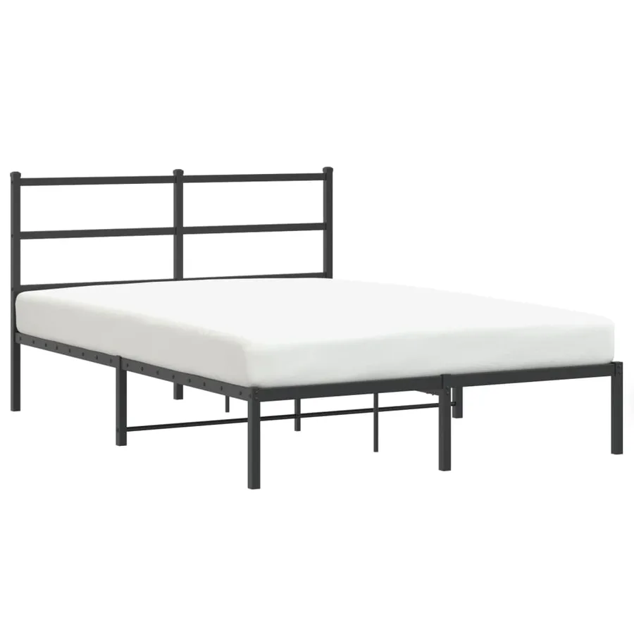 Cadre de lit métal sans matelas avec tête de lit noir 140x190cm - 2