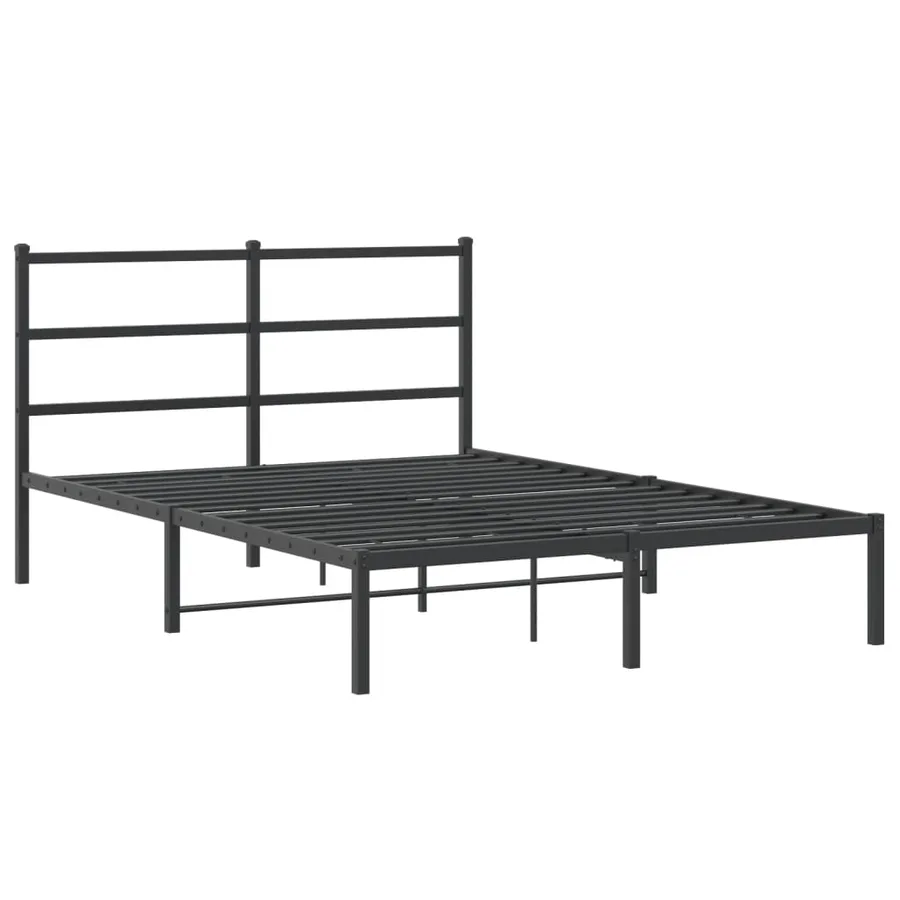 Cadre de lit métal sans matelas avec tête de lit noir 140x190cm - 3