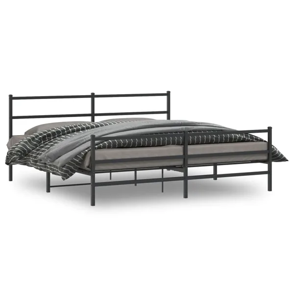 Cadre de lit métal sans matelas avec pied de lit noir 200x200cm