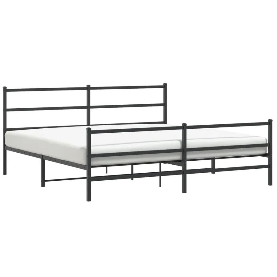 Cadre de lit métal sans matelas avec pied de lit noir 200x200cm - 2