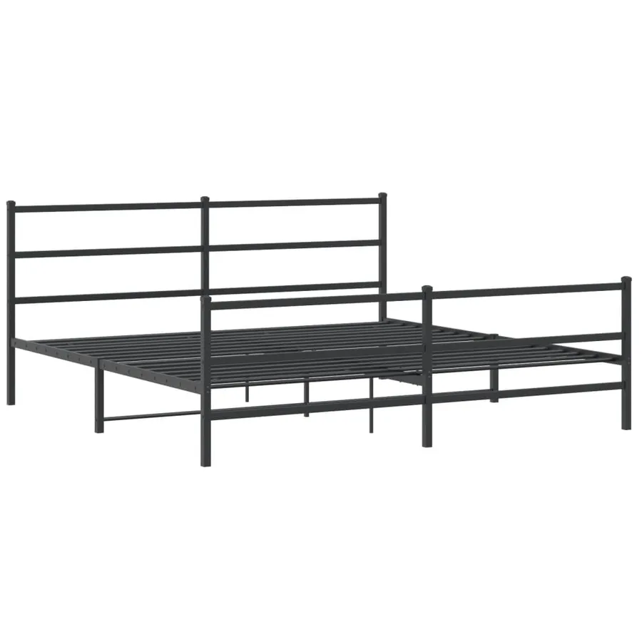 Cadre de lit métal sans matelas avec pied de lit noir 200x200cm - 3