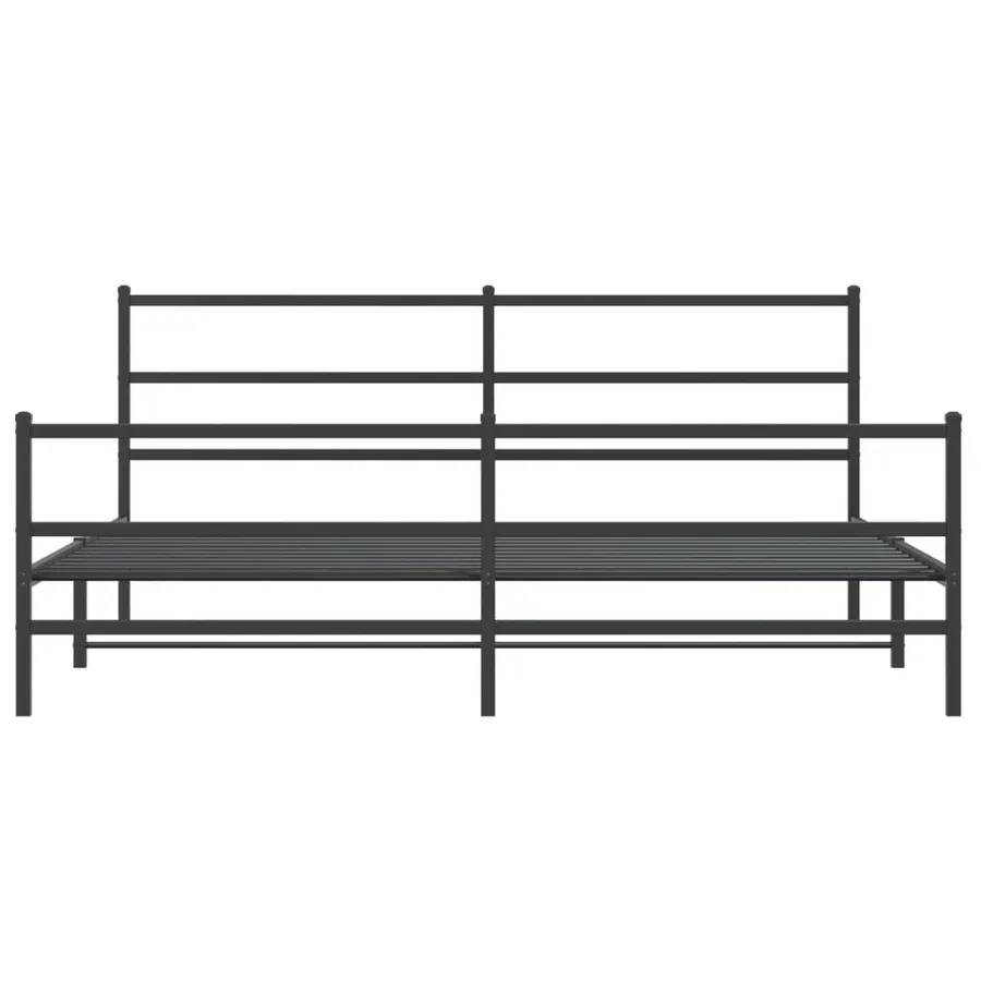 Cadre de lit métal sans matelas avec pied de lit noir 200x200cm - 5
