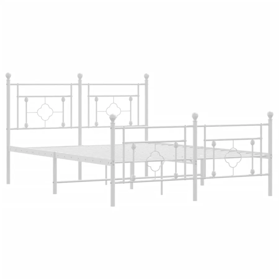 Cadre de lit métal sans matelas et pied de lit blanc 140x190 cm - 4