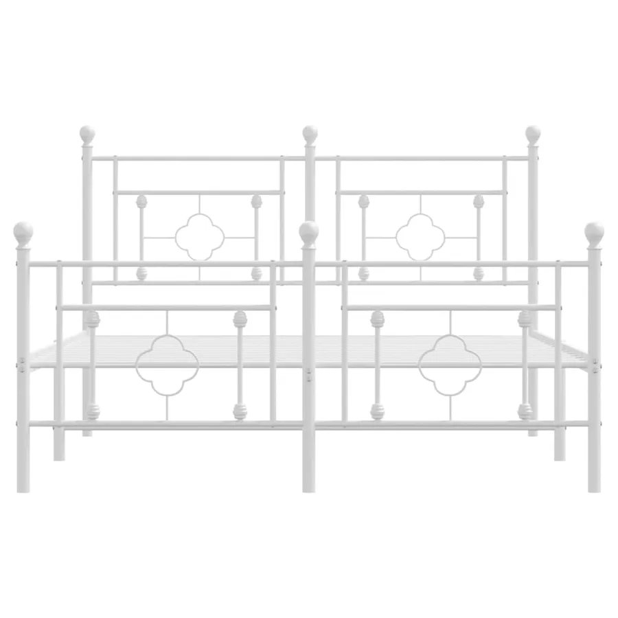 Cadre de lit métal sans matelas et pied de lit blanc 140x190 cm - 5