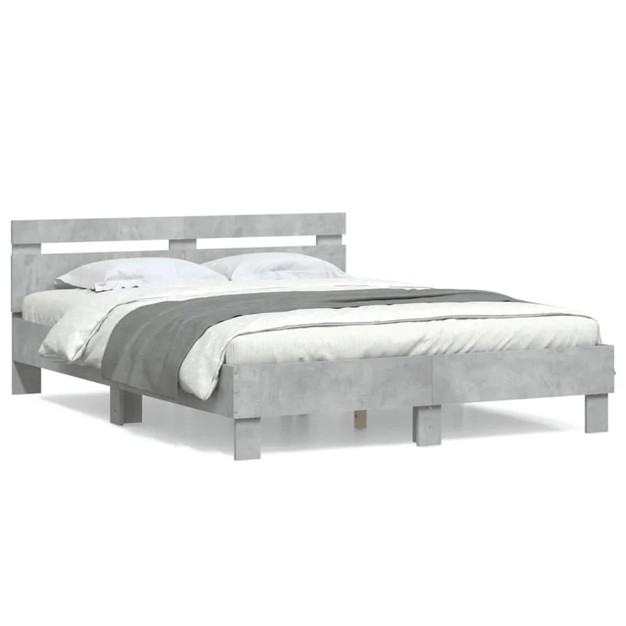 Cadre de lit sans matelas gris béton 140x190 cm - 2