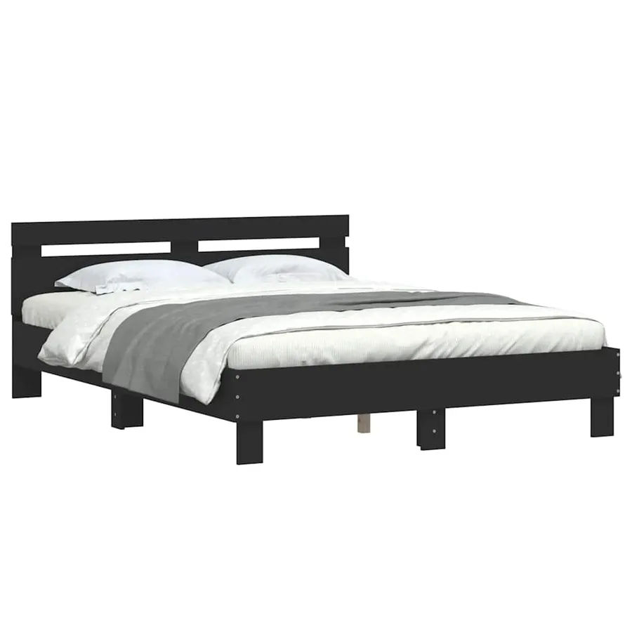 Cadre de lit sans matelas noir 140x190 cm - 4