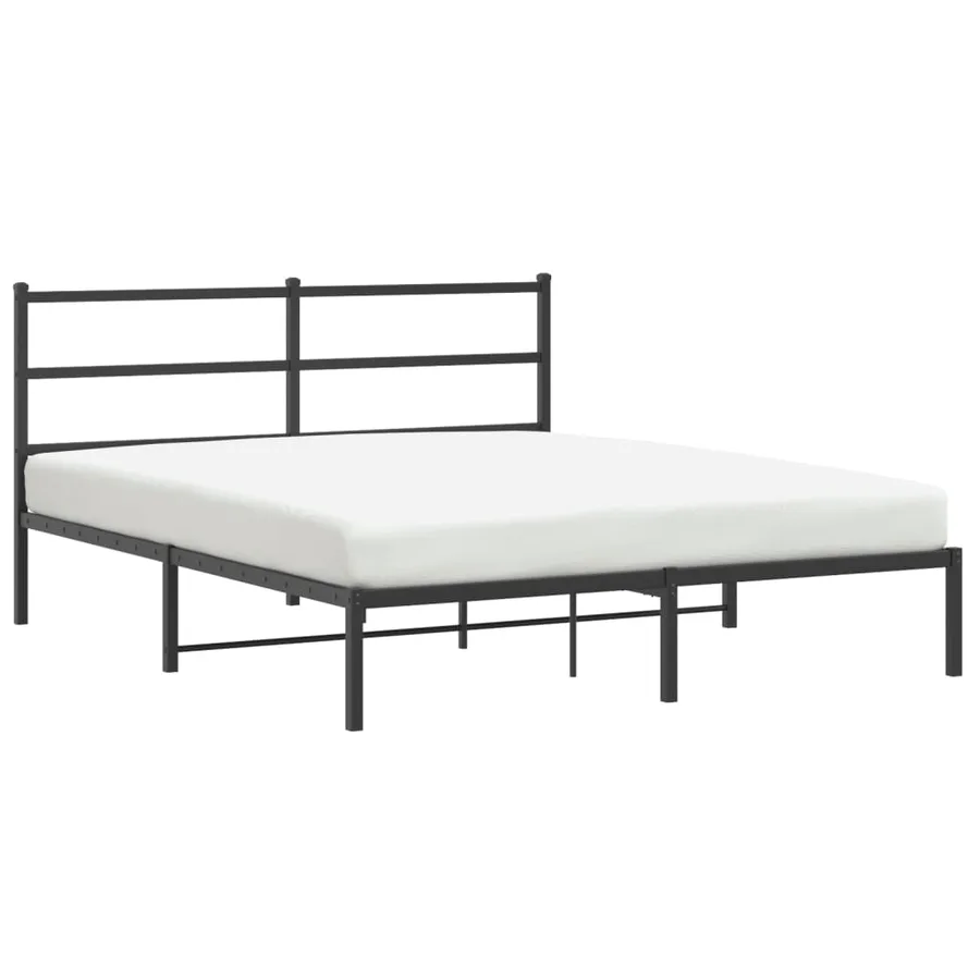 Cadre de lit métal sans matelas avec tête de lit noir 150x200cm - 2