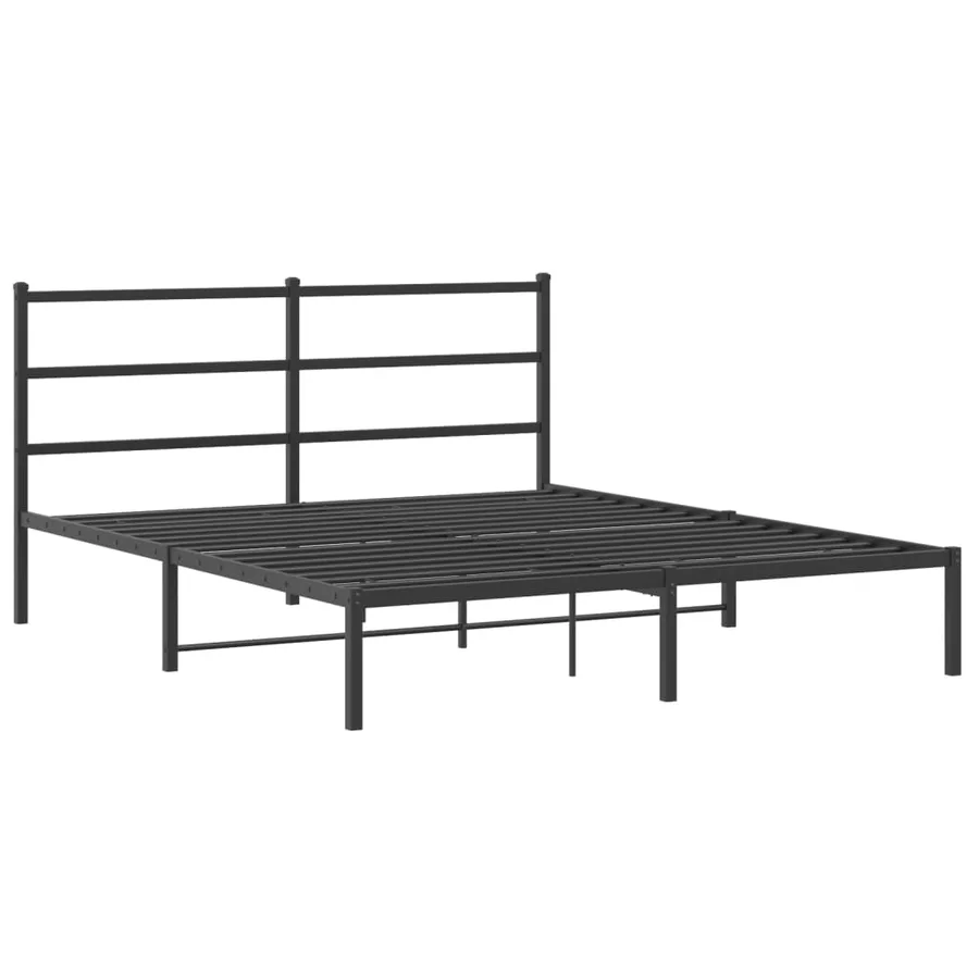 Cadre de lit métal sans matelas avec tête de lit noir 150x200cm - 3