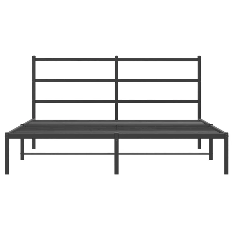 Cadre de lit métal sans matelas avec tête de lit noir 150x200cm - 5